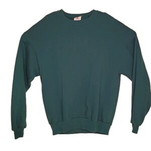 Vintage 90s Jerzees Sweatshirt Size XL Green‎ Blank Fleece Pullover Made In USA